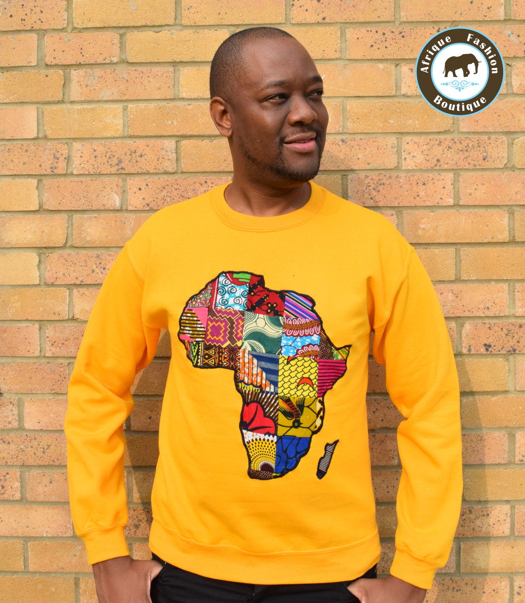 Møde praktiserende læge lære Mens Yellow African Map Sweatshirt – Afrique Fashion Boutique