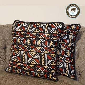 Set of 2 African Mud Cloth Print Brown Cushion Covers Afrique
