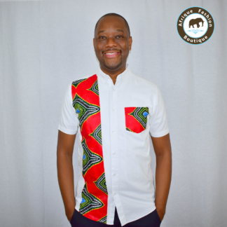 Mens Button Down Collar African Print 