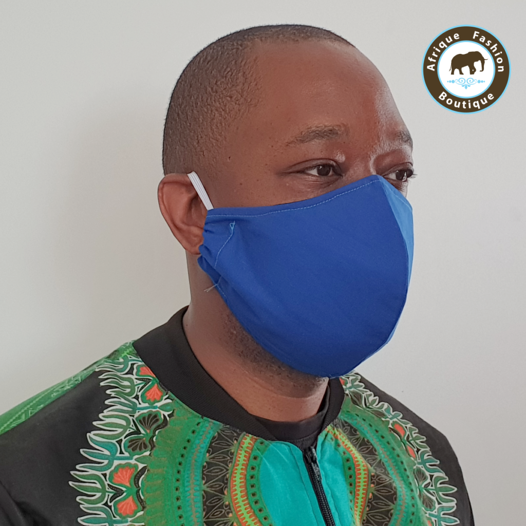 Reusable Plain Blue Face Mask (UNISEX) (Adult & Youth Sizes) – Afrique